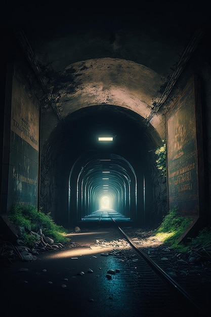 Túnel oscuro del que sale luz IA generativa