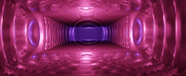 Túnel púrpura abstracto con fondo de paredes convexas redondas