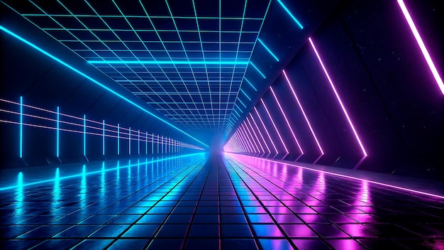 un túnel que tiene una luz azul y rosa en él