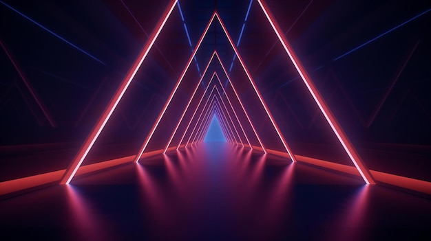 un túnel que tiene una luz roja y azul en él
