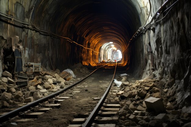 Túnel subterráneo en construcción generado por IA