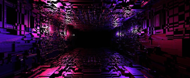 Túnel tecnológico de neón futurista con fondo de iluminación
