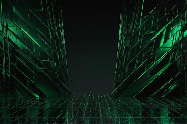 un túnel verde que tiene una línea verde en él