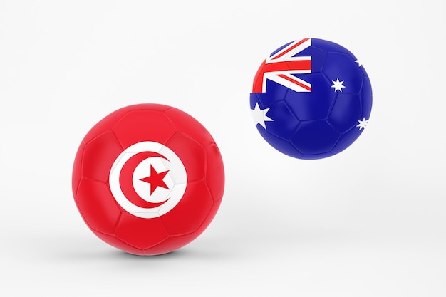 Tunesien GEGEN Australien im weißen Hintergrund