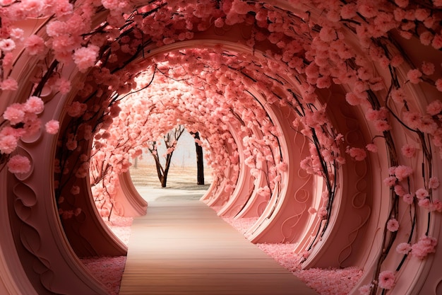 Tunnel-Hintergrundbild rosa Rosen-Pfad