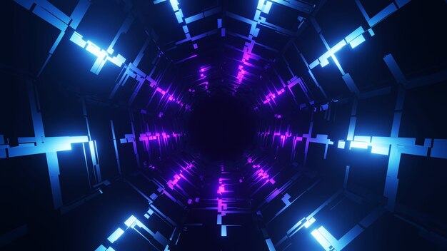 Tunnel Korridor leer Studio Hintergrund Schwarzlicht Glow Zement 3D-Rendering