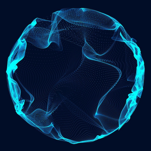 Tunnel oder Wurmloch Abstrakte Kugel, bestehend aus Punkten Raumzeitportal Gittertextur 3D-Rendering