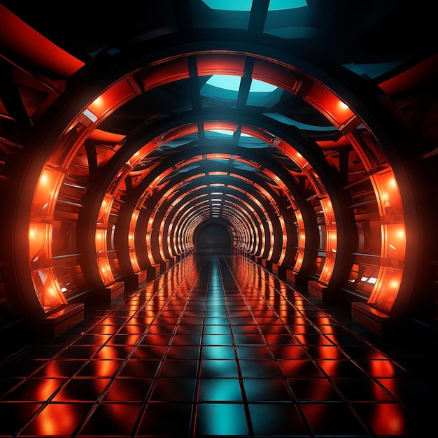 Tunnelhintergrund mit Neonlichtern