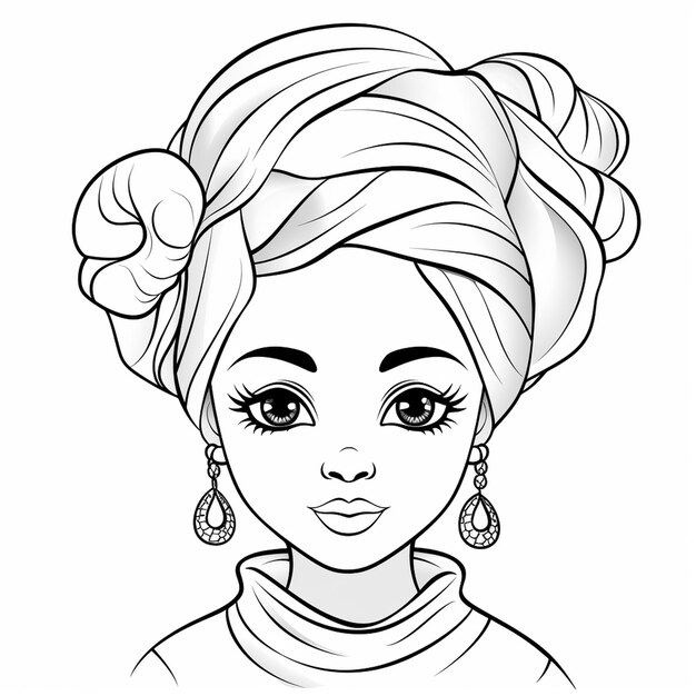 Foto turban diseños lindos dibujados a mano libro de colorear plano kawaii arte de línea