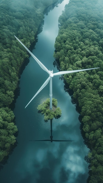 Turbina eólica en el bosque