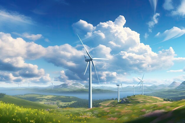 turbina eólica en la colina