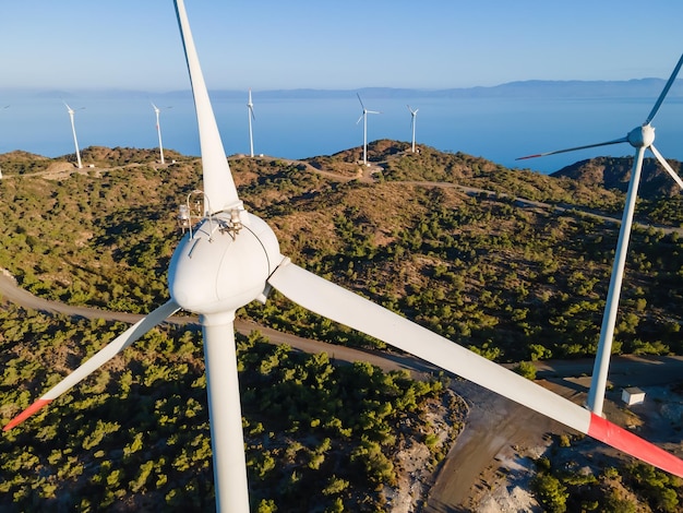 Turbinas de energía eólica que generan energía renovable limpia para el desarrollo sostenible