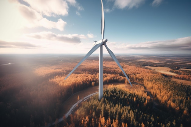 Turbinas eólicas generativas de IA em uma paisagem de fazenda verde Energia ecologicamente correta