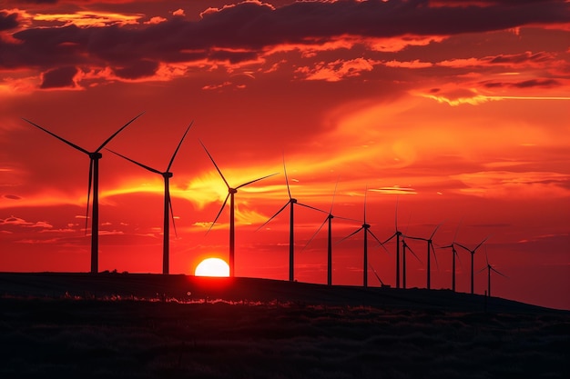 Foto turbinas eólicas granja de energía de molinos eólicos