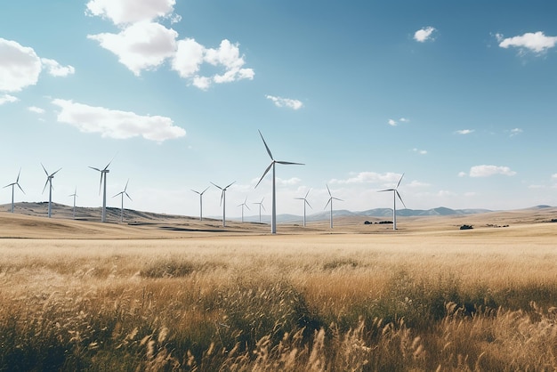 Turbinas de viento en una llanura