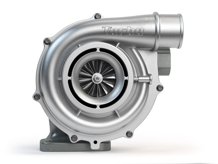 Foto turbocompressor do carro isolado no fundo branco motor turbo