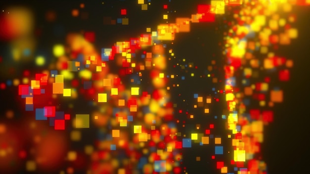 Turbulenzbewegung kleiner quadratischer Partikel Computergeneriertes 3D-Rendering Abstrakter Hintergrund