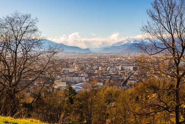 Turin-Stadtbild von oben genanntem bei Sonnenuntergang