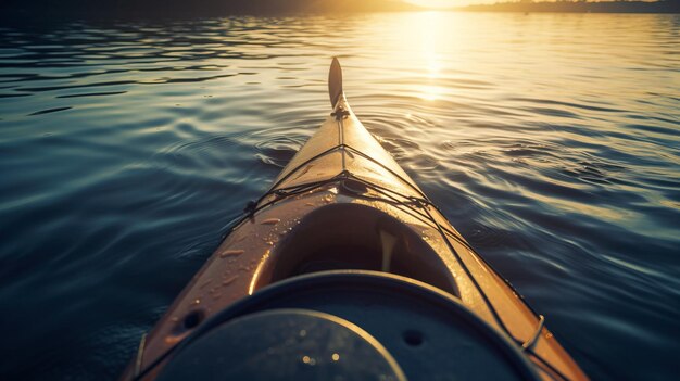 Turismo de descanso activo Kayak flota en río en rayos de sol Generado por IA