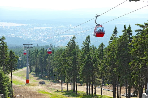 Turismo en Harz Alemania Teleférico sobre un bosque en Harz Alemania