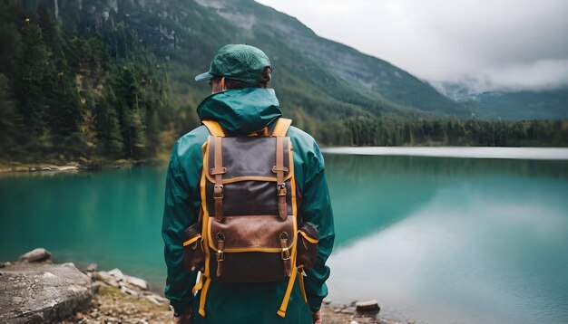 El turista masculino se retrocede hacia la cámara.