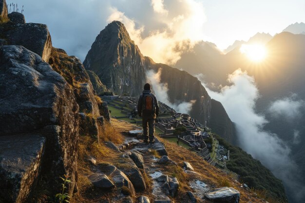 turista en las montañas del Perú