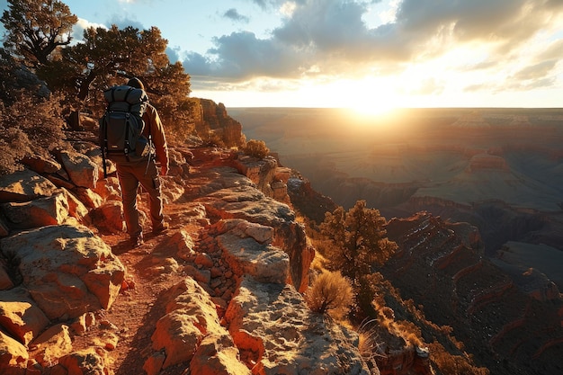 turista no Grand Canyon