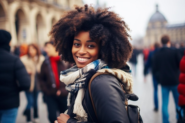 Turista parisiense mulher negra