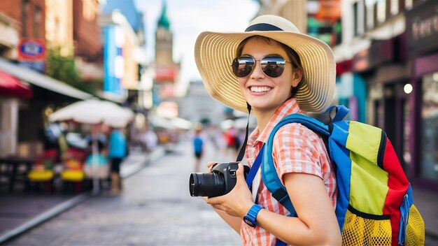 Turista sorridente