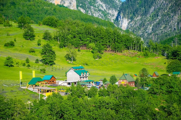 Turistas do MONTENEGRO andam de tirolesa pelo cânion do rio Tara