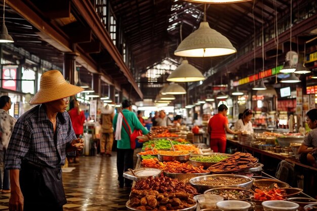 Turistas explorando um mercado local