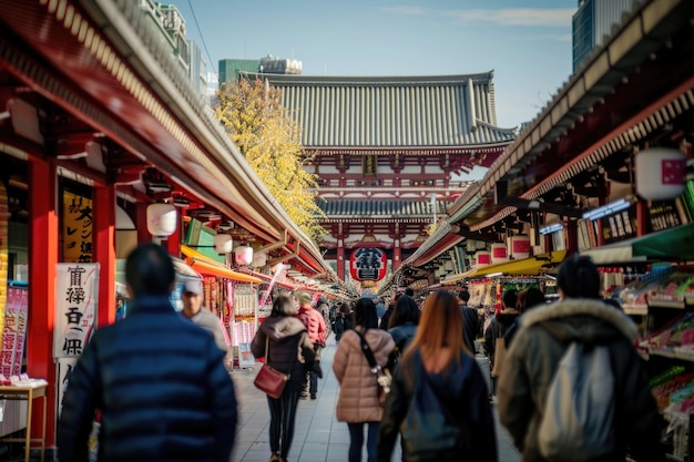 Turistas fazem compras em Nakamise Dori, perto do Templo Senso ji, em Tóquio