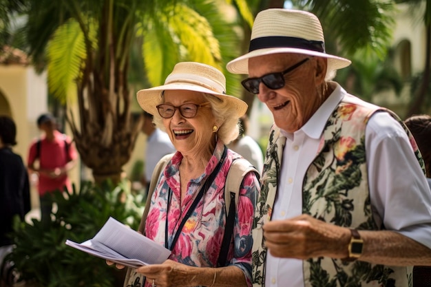 Foto turistas idosos exploram a cidade