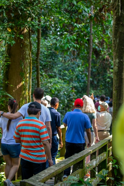 Turistas no Animal Conservation Park, um destino turístico no sudeste da Ásia, Sandakan, Sabah, Borneo, Malásia