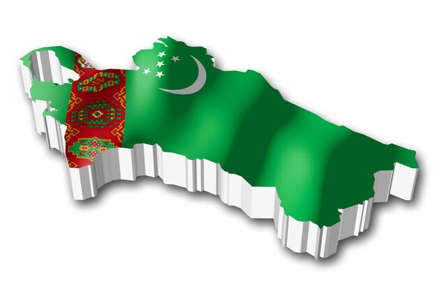 Turkmenistán país bandera y borde sobre fondo blanco.