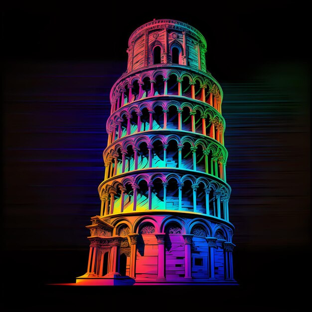 Turm von Pisa im Neonstil generierte Ai