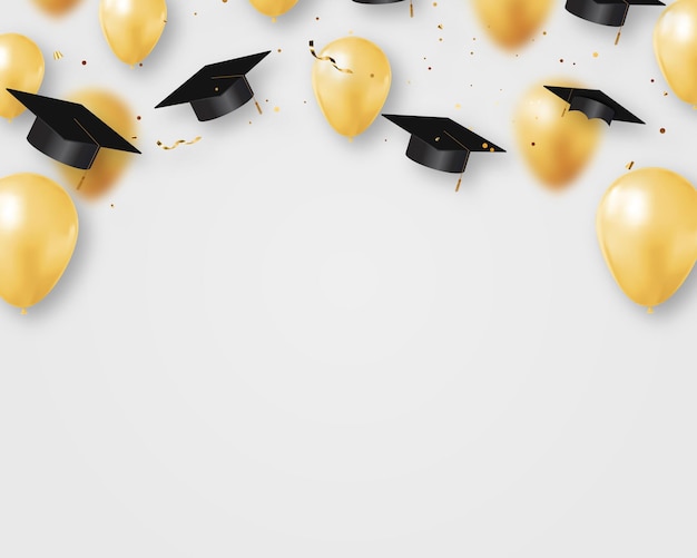 Turma de formatura de 2021 com chapéu de boné de formatura e ilustração vetorial de confete