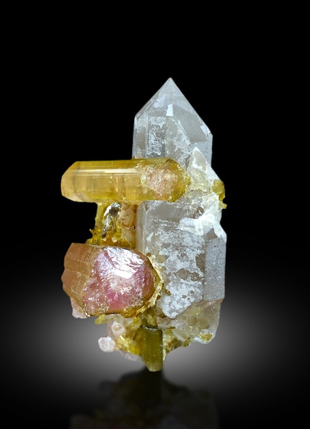turmalina multicolor de sandía con cuarzo espécimen mineral de crisital de Afganistán