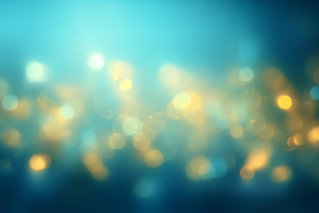 Turquesa azul amarelo e fundo dourado com bokeh leve gerado pela IA