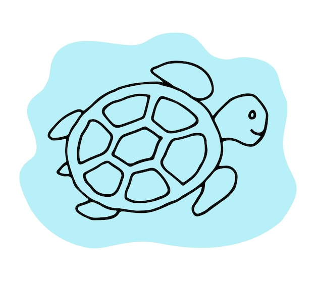 Turtle doodle line desenho à mão Ícone vetorial editável Ilustração em fundo branco