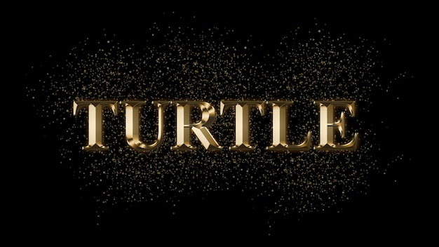 Foto turtle efeito de texto dourado texto dourado com faíscas texto revestido de ouro efeito nome do animal