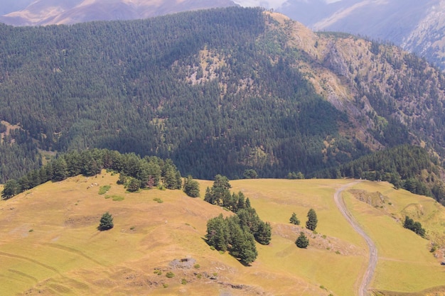 Tuschetische Berglandschaft und Blick auf die georgische Natur im hohen Winkel