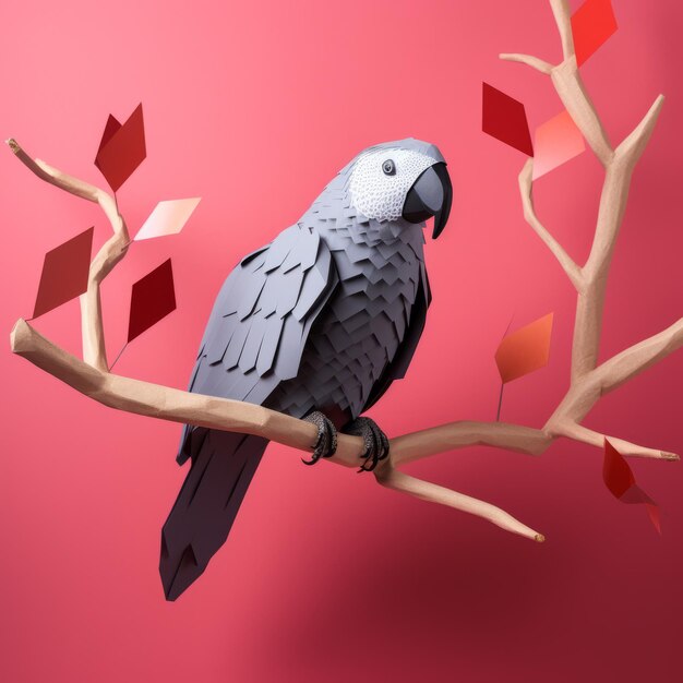 Tutorial de diseño de ramas de árboles de papel de polígono gris africano