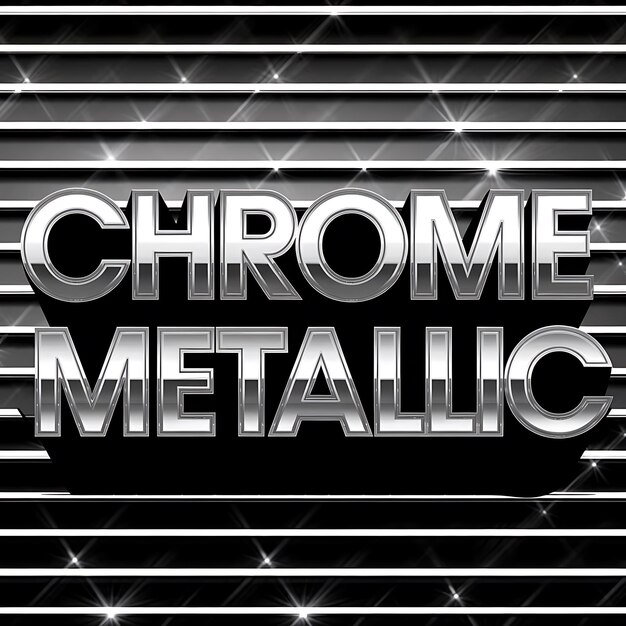 Tutorial de efectos de texto metálico de cromo brillante con sombras y reflejos