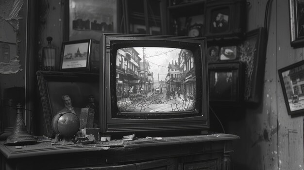 TV histórica con imagen en blanco y negro Una sensación de nostalgia y melancolía