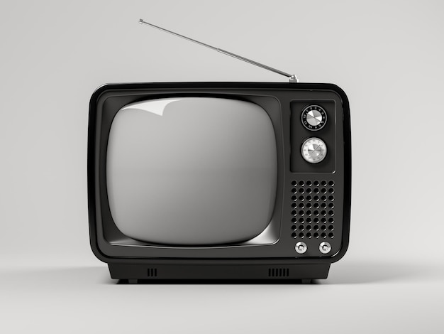 Tv preta na ilustração 3d de fundo cinza