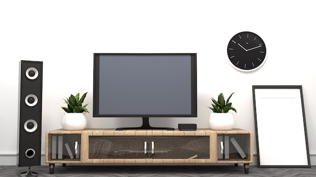 Tv - sala de estar - estilo moderno quarto vazio. renderização 3d