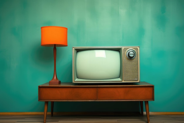 TV vintage contra a parede Estilo retrô