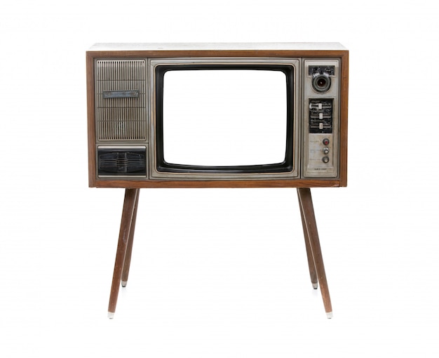 TV vintage isolado no branco