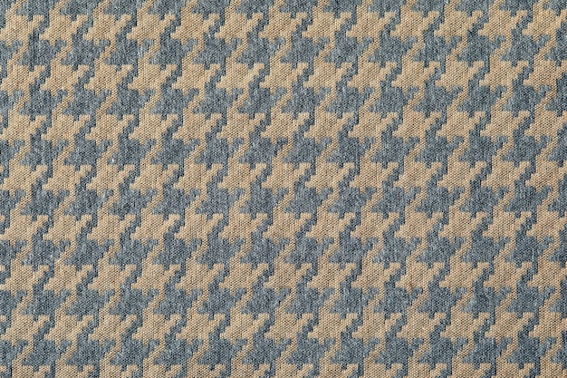 Tweed clásico Fondo de lana Textura Abrigo de primer plano Tejido de traje de hombre caro El cheque de Glenurquhart está hecho de tela de lana con diseño de sarga tejida de cuadros pequeños y grandes Seamles de pata de gallo